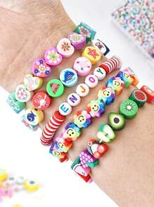 Kit de fabricación de pulseras con cuentas de arcilla polimérica, cuentas para la amistad, cuentas de arcilla blanda para manualidades, adecuado para regalos de manualidades y elaboración de joyas