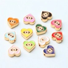 10入組合金雙面珠子和土耳其邪惡之眼diy手工手鍊、鑰匙扣,珠寶製作用品 - 混色 - 查看 13