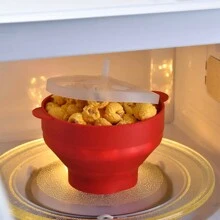 Baltens 1/3pcs Silicone Microwave Popcorn Maker Bowl Collapsible Popcorn Popper With Lid Large Capacity Baking Tools Christmas Gift - Multicolor - View 8