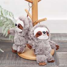 Cute Sloth Series Pendant Ornament Key Chain Backpack Clip Adorable Gift Plush Doll - Grey - View 3