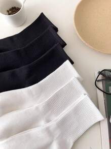 KIT 6 PAIRS Women's Mid-Calf Socks - Pure Cotton And Modern Style In Solid Colors - 彩色 - 查看 4