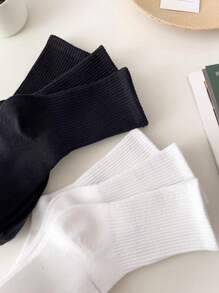 KIT 6 PAIRS Women's Mid-Calf Socks - Pure Cotton And Modern Style In Solid Colors - 彩色 - 查看 3