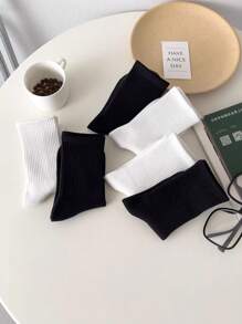 KIT 6 PAIRS Women's Mid-Calf Socks - Pure Cotton And Modern Style In Solid Colors - 彩色 - 查看 2