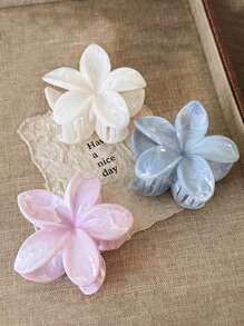 1 pieza Clip de pelo de resina ABS con diseño de flor de unicolor casual y lindo para coleta, clips de pelo frescos y dulces, pinzas de pelo, sujetadores de pelo, accesorios de pelo, clip de garra, accesorio de pelo esencial para vacaciones - Multicolor - Ver 8