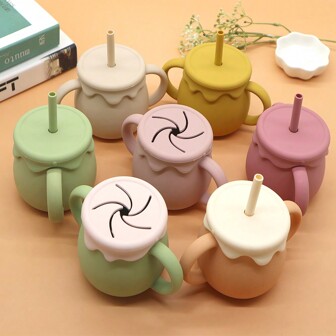 婴儿二合一杯子，带手柄、吸管杯、零食容器，配有 2 种不同的盖子