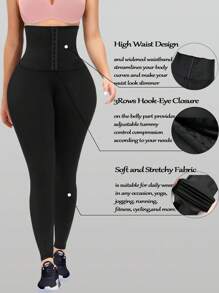 CZRLHYT Summer High Waisted Waist Trainer Leggings For Women Tummy Control, Butt Lifting, And Thigh Slimming Compression Yoga Pants Body Shaper Workout Leggings - 黑色 - 查看 3