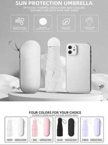 Paraguas de cápsula para mujeres, de doble uso para protección solar y contra la lluvia, protección UV, sombrilla, compacto, paraguas plegable mini portátil para días soleados o lluviosos, paraguas plegable de cinco pliegues, paraguas de protección solar y contra la lluvia, paraguas INS para la escuela, la oficina, el hogar, los viajes, san valentín, corazón, verano, refrescante, playa, viajes