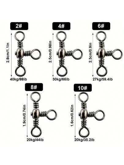 20pcs/Bag 3-Way Cross Line Fishing Swivels, Durable T-Shaped Swivel, Fishing Connector