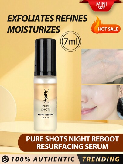 Yves Saint Laurent [Mini] PURE SHOTS NIGHT REBOOT RESURFACING SERUM 7ml - Smooth & Resurface Your Skin Overnight. Exfoliate, Refine & Moisturize. For All Skin Types. Lightweight Formula: Quick Absorption Without Greasy Residue. Helps Minimize Appearance Of Fine Lines And Wrinkles.