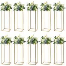HOHOBLA LOYALHEARTDY-BTG 10 Pcs Gold Wedding Flower Centerpiece, Metal Flower Holder Flower Arrangement, 24in/60cm Tall Geometric Centerpieces Vase For Table, Home Party Wedding Decorations Flower Rack[Best Gift For Family&Friends]