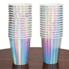 镭射纸杯 玻璃杯 水杯 手工纸杯 幼儿园DIY 家居厨房配件 镭射纸咖啡杯 - 彩色 - 查看 3