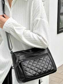 新款全包大气中年女士包妈妈包多层软皮斜挎包婆婆包斜背包 - 黑色 - 查看 6