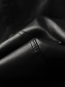 Women Faux Leather Jacket With Warm Lining, For Autumn And Winter - Black - View 5