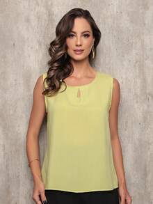 DUOUNO MODAS - TANK TOP IN VISCOSE FABRIC WITH NECKLINE OPENING - BLOUSES - SHEIN BLOUSES - WOMEN'S BLOUSE - 青檸色 - 查看 4