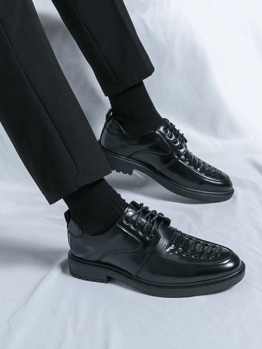 Giày da công sở mũi nhọn buộc dây cho nam - màu đen - Xem 1