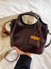 复古风格简约多用途手提包，带零钱包，手提包，可拆卸肩带斜挎包，女士复古风包