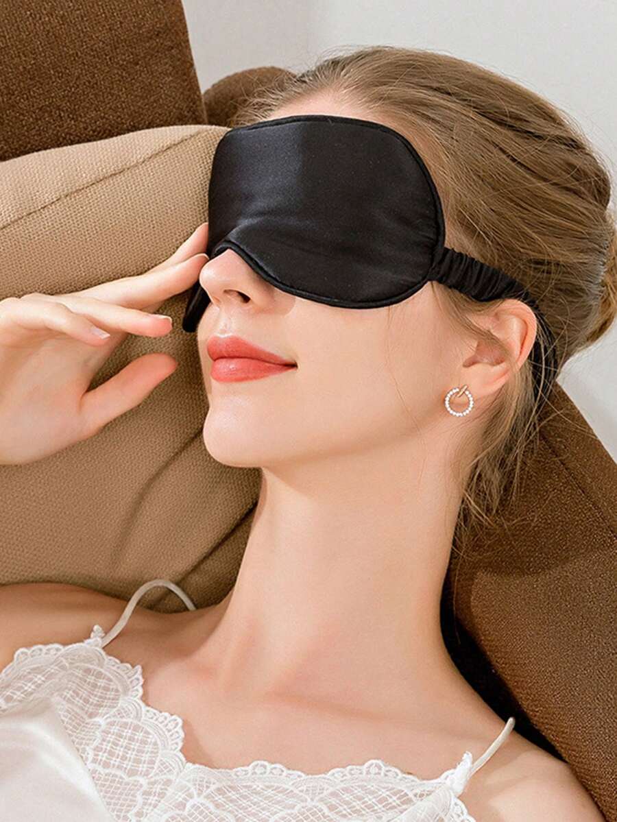 1pc Cute Reversible Satin Sleep Eye Mask, Lightweight & Breathable Blindfold For Travel, Nap, Pink,School,Back To School,Travel,Travel Essentials,Home Essentials,Eye Mask,Sleep Mask - Multicolor - View 1