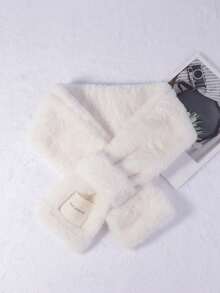 1pc Children Faux Rabbit Fur Decorative Fluffy Scarf, Warm Daily Use - Patch Fur Scarf - View 4