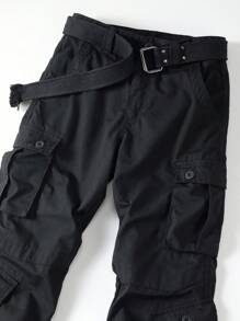 AKARMY Men's Casual Cargo Pants  BDU Camo Pants Combat Work Pants With 8 Pockets Outdoor Hiking Pants Multi-Pockets Pants (No Belt) - 戰術黑 - 查看 4