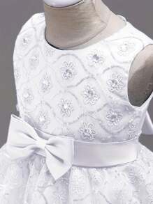 Tween Girl Flower Girl Tulle Ball Gown Rhinestone Princess Pageant Party Dress - Pink - View 4