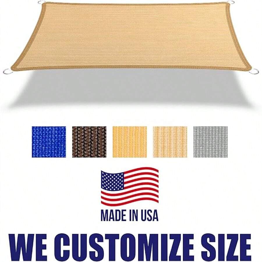 14' X 18' Sand Rectangle Sun Shade Sail Canopy, 95 UV Blockage Awning