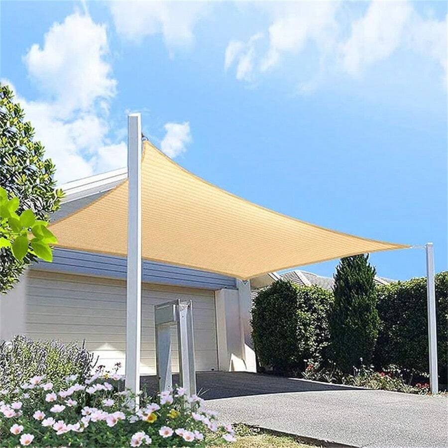 14' X 18' Sand Rectangle Sun Shade Sail Canopy, 95 UV Blockage Awning