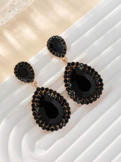 1 Pair New Fashionable Exaggerated Waterdrop Shape Elegant Luxury Party Performance Earrings For Women