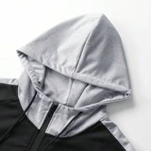 Men's Casual Sports Tracksuit, Zip-Up Hoodie And Sweatpants Set, Fashionable, Suitable For Spring And Autumn, Fall Clothes - Black - View 5