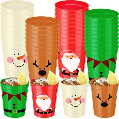 12 件圣诞派对杯可重复使用 16 盎司塑料节日体育场杯节日饮酒双关语设计鸡尾酒杯非常适合圣诞派对用品，圣诞节