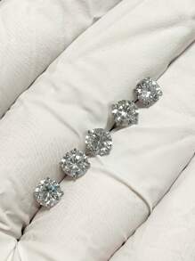 6PCS Stainless Steel Nose Stud Cartilage Piercing Jewelry Helix Tragus Lip Flat Back Tiny Earrings For Women 16G - Silver - View 8