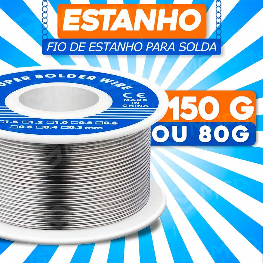 Solda Estanho 150g Profissional para Soldar Fio Arame para Ferro de Soldar Soldagem - Prata - Visão 1