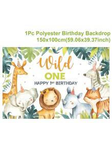 1pc Forest Animal 1st Birthday Background Cloth Banner, 1st Birthday Party Decoration Background Cloth,Christmas