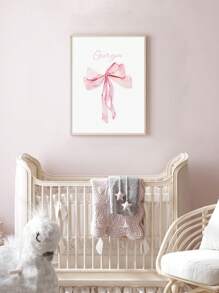 1 pieza Póster de arte estilo lazo con nombre personalizado, pintura en lienzo con letra, póster nórdico, decoración de pared para habitación de niños, accesorio, imagen colgante regalo de Navidad, Día de San Valentín, decoración Día de San Valentín, sin marco