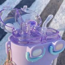 Bottle Crinca Double School Bottle Canteen With Two Containers Straw And Handle 2 In 1 Bottle - ĐỊA LÝ1 - Xem 3
