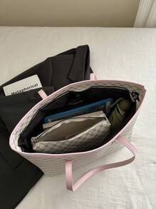 2 件套全印花斜挎包，复古字母印花大容量通勤斜挎包，母亲节礼物的完美腋下包，女士时尚手提包