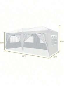 10'x20' Folding Canopy With 6 Removable Sidewalls Outdoor Event Shelter UPF 50+ Gazebo Portable Tents For Parties Beach Camping Wedding EZ Pop Up Canopy