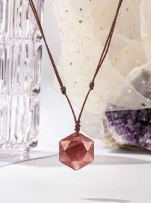 1PC/ Natural Stone Hexagonal Cut Hexagram Star Pendant Handwoven Adjustable Fashion Personalized Neutral Pendant Necklace, Holiday Party To Send Friends Jewelry Gift - Necklace - View 9