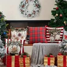 4 件亚麻混纺枕套爱心图案迎情人节枕套礼物家居饰品客厅沙发卧室拉链枕套无枕芯 - 彩色 - 查看 2