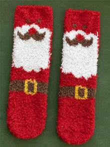 5 双男女款舒适圣诞绿树、雪人，搭配温暖柔软毛绒舒适蓬松四分之一长袜 - 彩色 - 查看 4