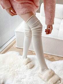 1双/2双装时尚条纹过膝袜，款式美观，品质上乘，适合春秋季穿着，Y2K风格，舒适保暖。