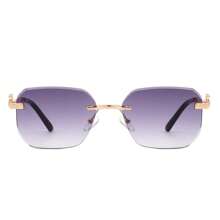 1pc Rimless Curved Rectangle Sunglasses With Tinted Square Lenses For Women And Men, Y2K Retro Geometric Shades. Perfect For Streetwear Looks, Summer Styling, Vacation Outfits, Music Festivals, And Casual Outdoor Wear - 紫色 - 查看 1
