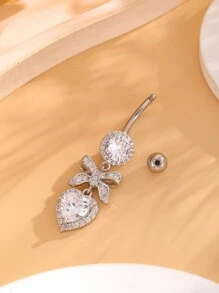 1pc Stainless Steel Bow, Round & Heart Design Navel Piercing Jewelry For Women, Daily Wear Valentines,Mom,Mother,Mother's Day,Gift