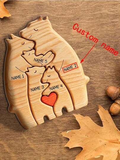 Set di puzzle in legno personalizzato con nome Mamma Orsa e Orsetto, decorazione fai-da-te, regalo della Festa della Mamma, multifunzionale, regolabile, durevole, anti-muffa, ornamentale, riutilizzabile, raffinato, adorabile, di alta qualità, moderno, colorato, carino, confortevole, elegante, personalizzato, unico, regali ideali per lui, regali ideali per lei, ragazzo, ragazza, papà, mamma, famiglia, amici, figlio, figlia, scuola, ufficio, sala da tè, casa
