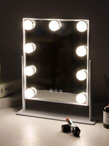 FENCHILIN Vanity Mirror With Light,Smart Touch Control 3Colors Dimable Light Detachable 10X Magnification 360°Rotation ,Lighted Makeup Mirror White 9.84*11.81 Inch