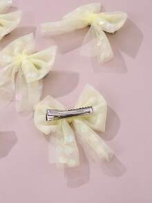 5 piezas Pasadores de pelo con lazo de perlas para niñas, Día Nacional de Arabia Saudita - corbata de moño - Ver 4