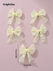 5 piezas Pasadores de pelo con lazo de perlas para niñas, Día Nacional de Arabia Saudita - corbata de moño - Ver 6