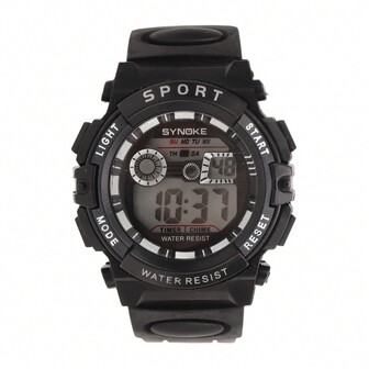 Reloj Electrónico Hombre WR50M Impermeable Reloj Deportivo Digital Multi Funcional con Luz Luminosa Alarma para Natación Negro con Azul