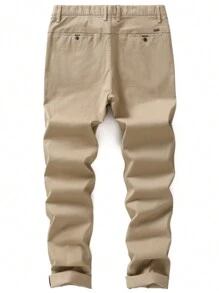 Men's Slim-Fit Stretch Cotton Fashion Casual Chino Pants - 卡其色 - 查看 2