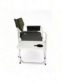 1-Piece Padded Folding Outdoor Chair With Side Table And Storage Pockets,Lightweight Oversized Directors Chair For Indoor, Outdoor Camping, Picnics And Fishing,Black/Grey - Xanh lá cây + Nhôm-3 - Xem 4