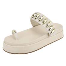 Women's FlatForm Sandal With Toe Clip-On Detail Strap New Summer Release - White - View 4